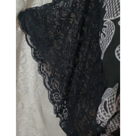 MIXIT Kimono Duster Wrap BLACK & WHITE FLORAL Lace Checkered WOMEN'S ONE SIZE OS - Picture 3 of 7